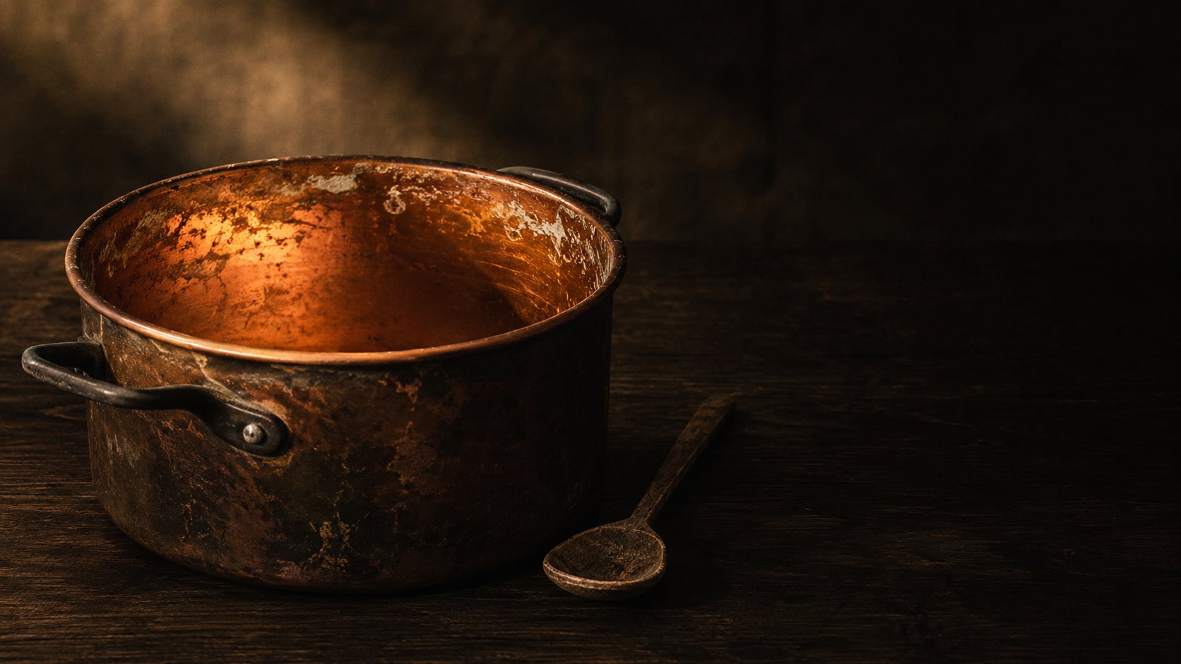 Tacho de cobre antigo usado para preparar cocada.